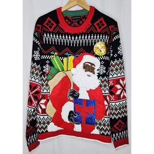 Blizzard Bay Men's Fair Isle Ugly Christmas Sweater Santa Drink Pocket Large